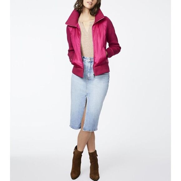 Bernardo Wave Quilted Jacket with Knit Combo on fuchsia orchid flower size S - Picture 2 of 11